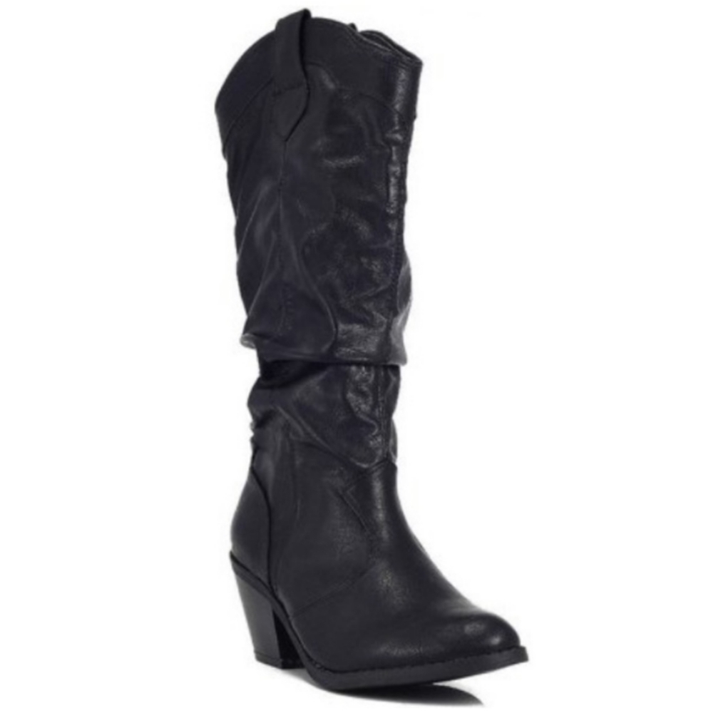 Black Slouchy Cowgirl Boot